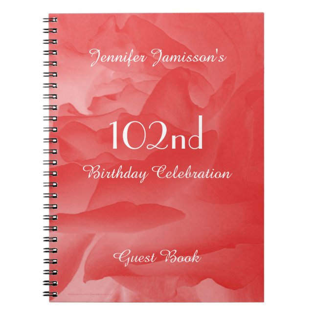 Cuaderno 102.º libro de invitados de fiesta de cumpleaños,  (Frente)
