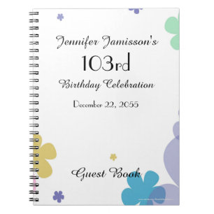 Cuaderno 103o Libro de visitas de la fiesta de cumpleaños,