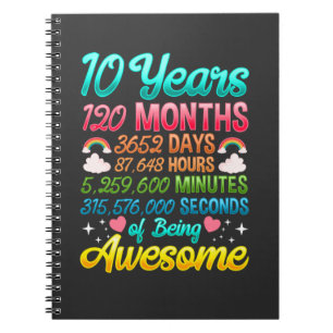 Cuaderno 10 años 120 meses décimo fiesta de cumpleaños a