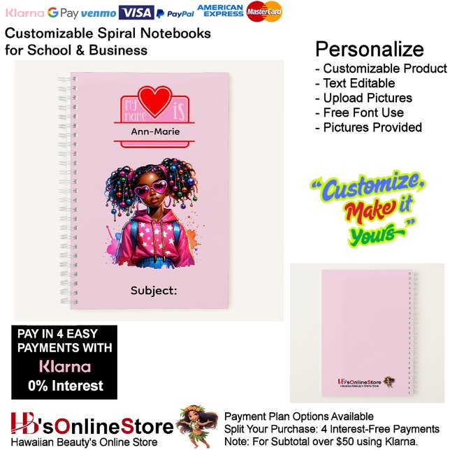 Cuaderno 12 African American Girl Writing Supplies Students (12 African American Girl Writing Supplies Students Notebook.)