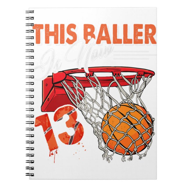 Cuaderno 13.º cumpleaños del baloncesto TShirt Funny de 13  (Frente)