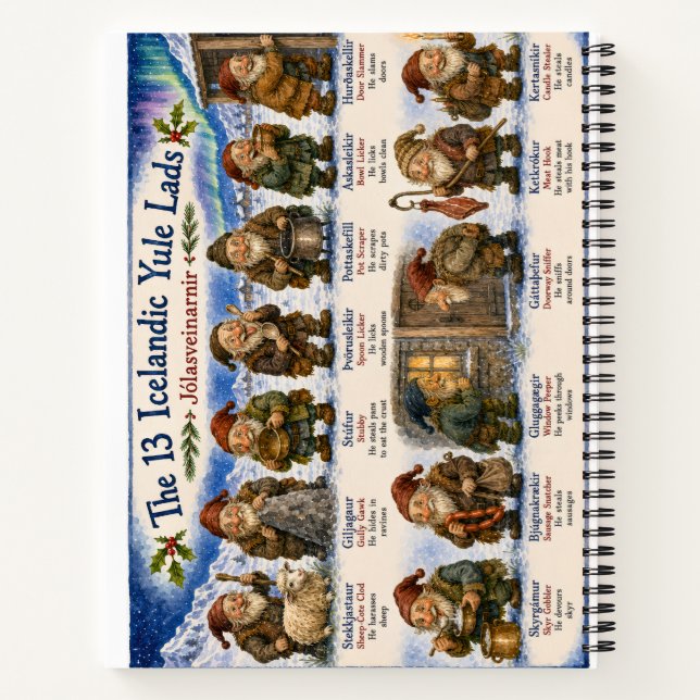 Cuaderno 13 Duendes islandeses de Yule Navidad reykjavik (Reverso)