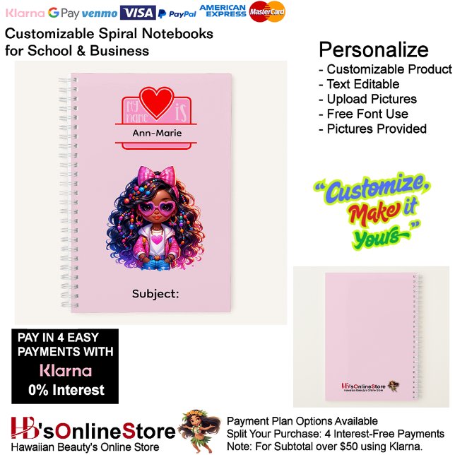 Cuaderno 14 African American Girl Writing Supplies Students (14 African American Girl Writing Supplies Students Notebook.)