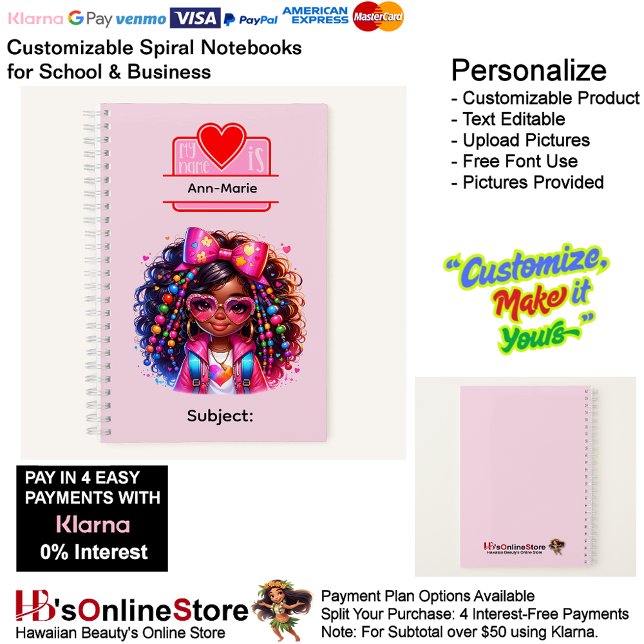 Cuaderno 15 African American Girl Writing Supplies Students (15 African American Girl Writing Supplies Students Notebook.)