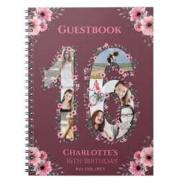 Cuaderno 16.º Collage de fotos de cumpleaños libro de invit