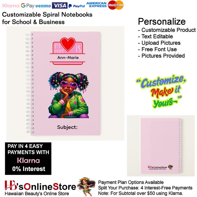 Cuaderno 16 African American Girl Writing Supplies Students (16 African American Girl Writing Supplies Students Notebook.)