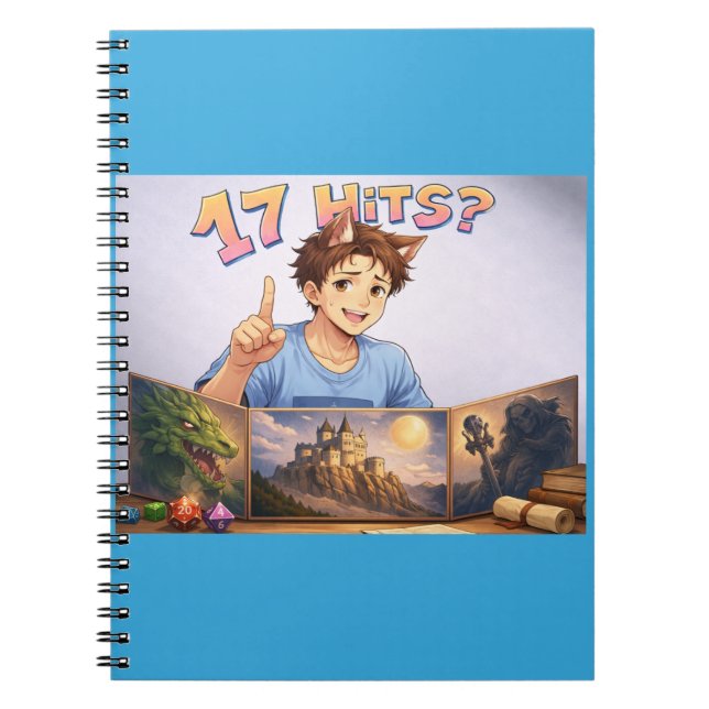 Cuaderno 17 HITS? Funny RPG Anime T-Shirt | Dungeon Master  (Frente)