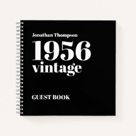 Cuaderno 1956 Vintage Name Black Male 70th Guest Book