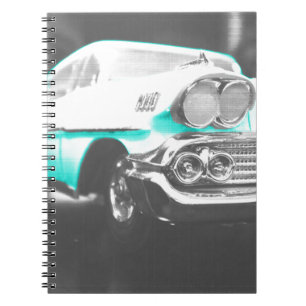 Cuaderno 1958 chevy impala azul brillante auto clásico
