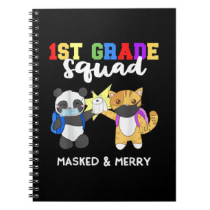 Cuaderno 1.ᵉʳ Cuadrado de grado Panda Kitty Máscara diverti