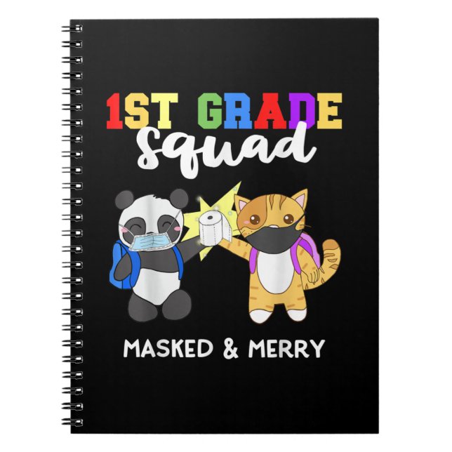 Cuaderno 1.ᵉʳ Cuadrado de grado Panda Kitty Máscara diverti (Frente)