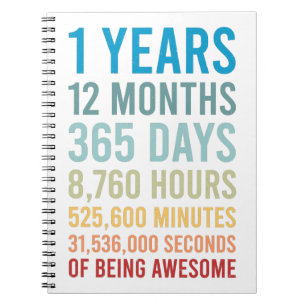 Cuaderno 1 Año 12 Meses 365 Días De Cumpleaños Increíble