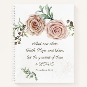 Cuaderno 1 Corintios 13:13 Fe Hope Love Rosa