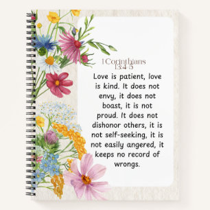 Cuaderno 1 Corintios 13:4-5 Diseño en Acuarela Suave