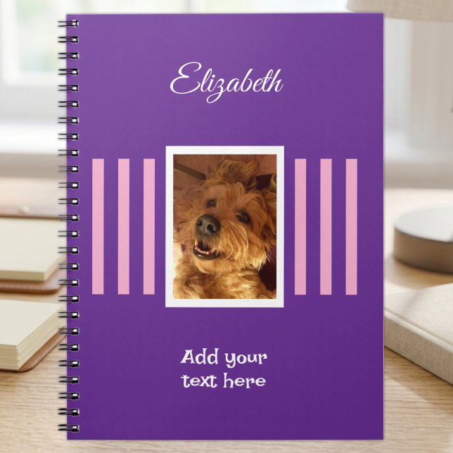 Cuaderno 1 nombre de foto texto rosa morado (Subido por el creador)