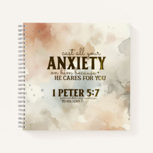 Cuaderno 1 Peter 5:7 Arrojar tu ansiedad sobre Su Biblia Ve