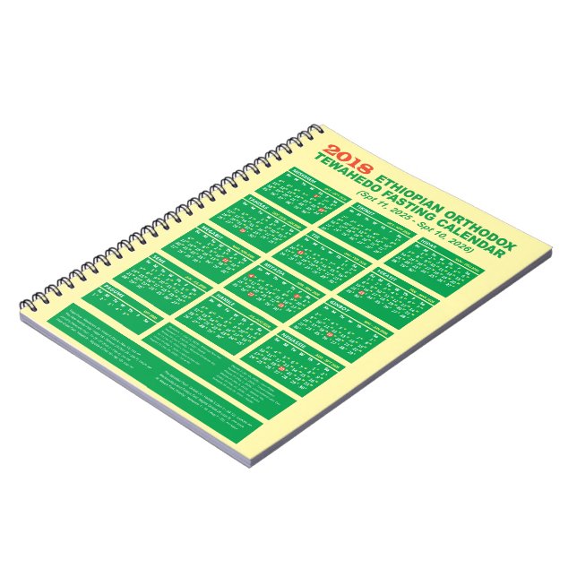 Cuaderno 2018 Ethiopian Orthodox Fasting Calendar 2025 2026 (Lado Izquierdo)