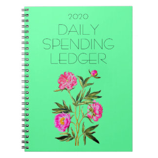 Cuaderno 2020 Contabilidad Diaria de Gasto Peonies Rosados 