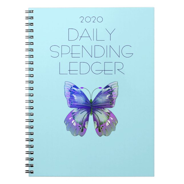 Cuaderno 2020 Daily Spending Ledger Bookkeeping Butterfly (Frente)