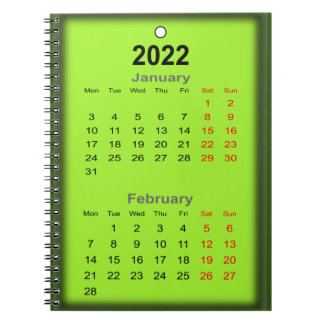 Cuaderno 2022 Calendario de enero de febrero impreso en..