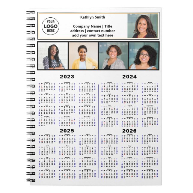 Cuaderno 2023 2024 2025 2026 Calendario Moderno foto de neg (Frente)