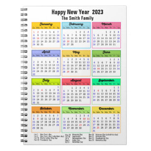 Cuaderno 2023 Personalizado colorido anual moderno del cale
