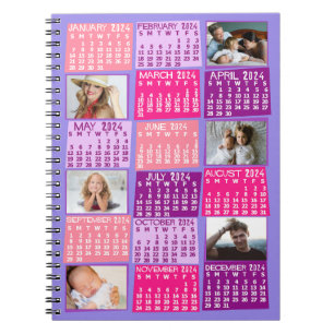 Cuaderno 2024 Calendario Mensual Mod 6 Collage de fotos