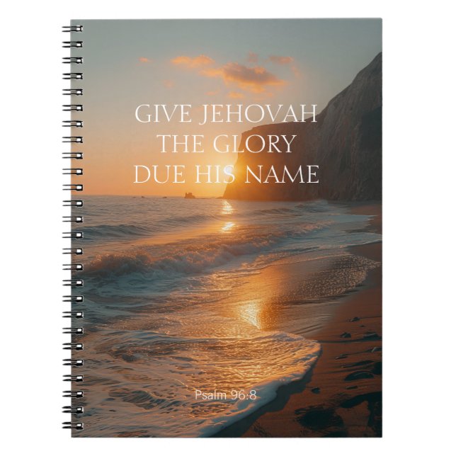 Cuaderno 2025 Año JW Salmo 96:8 mar con puesta de sol (Frente)