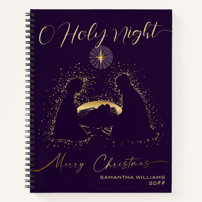 Cuaderno 2025 Calendar Nativity Manger O Holy Night Script (Anverso)