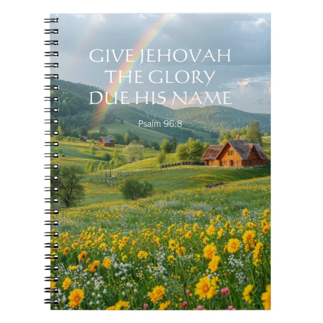 Cuaderno 2025 JW Year Textos Salmo 96:8 casa de campo de fl (Frente)