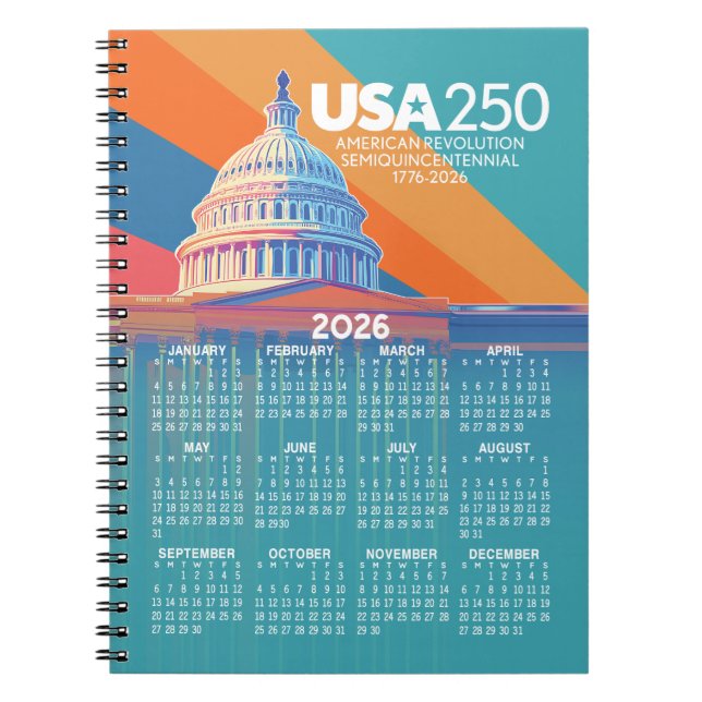 Cuaderno 2026 Calendar with USA 250 Capital Dome America (Frente)