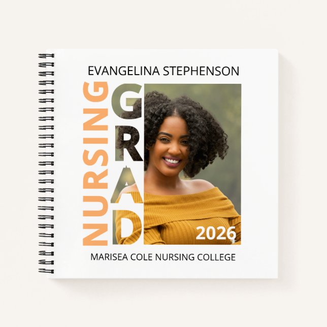 Cuaderno 2026 Nursing Graduate Photo Grad Party Guest Book (Anverso)