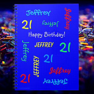 Cuaderno 21.ª Fiesta de cumpleaños Libro de invitado azul,