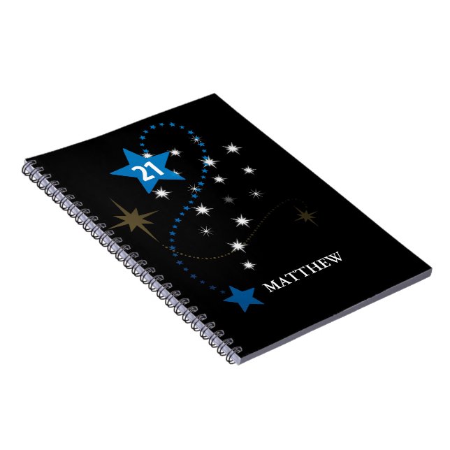 Cuaderno 21 años azul y negro personalizado (Lado Derecho)