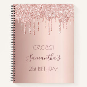 Cuaderno 21 años fiesta rosa goteo de oro