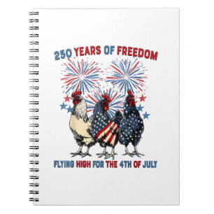 Cuaderno 250 Años Pollos Divertidos Volando Alto Fuegos Art
