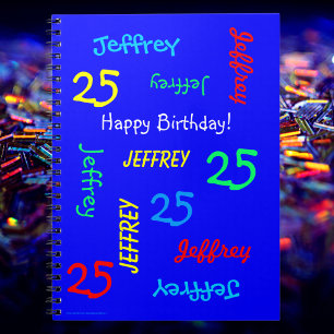 Cuaderno 25.ª Fiesta de Cumpleaños Libro de Repetición Azul