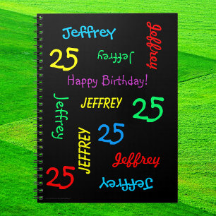 Cuaderno 25.º libro de invitados de fiesta de cumpleaños, e