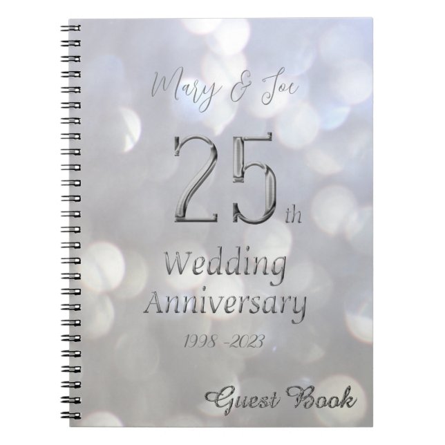 Cuaderno 25° aniversario Boda Libro de invitados Gris plate (Frente)
