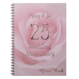 Cuaderno 25° Aniversario Boda Libro de invitados Rosa