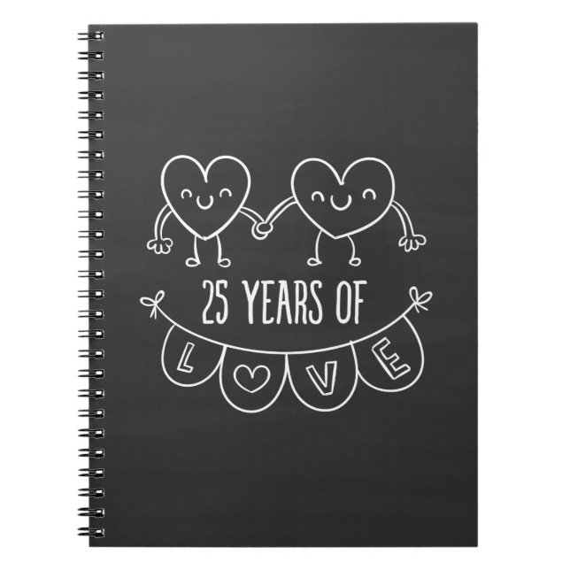 Cuaderno 25° Aniversario Regalo Corazones de Chalk (Frente)