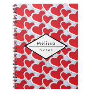 Cuaderno 2 Corazones rojos de patrón repetitivo