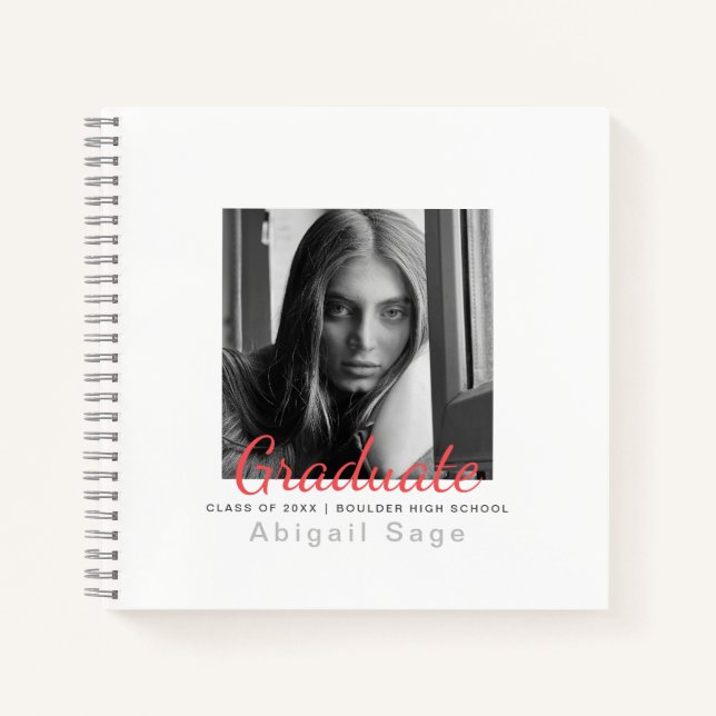 Cuaderno 2 Foto Graduación Minimalista Moderna Simple (Anverso)