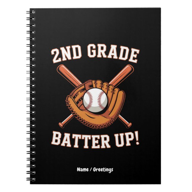 Cuaderno 2do Grado Primer Día Batter Up Béisbol Escuela (Frente)