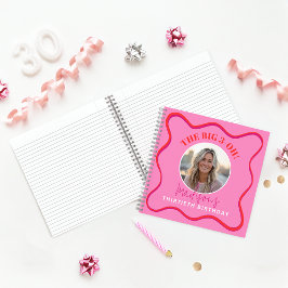 Cuaderno 30.º Birthday Guest Book Colorful Wavy Red Pink