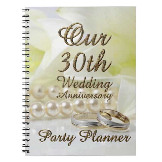 Cuaderno 30.º Boda Fiesta Planner Perlas de Oro (Frente)