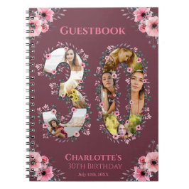 Cuaderno 30.º libro de invitados de Flower Pink Flower Flow