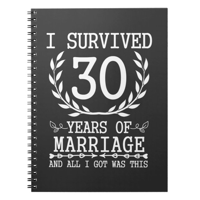 Cuaderno 30 años Esposa Esposa 30° Aniversario Boda (Frente)