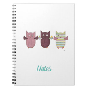 Cuaderno 3 Bloc de notas de búhos morados volando