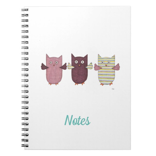 Cuaderno 3 Bloc de notas de búhos morados volando (Frente)